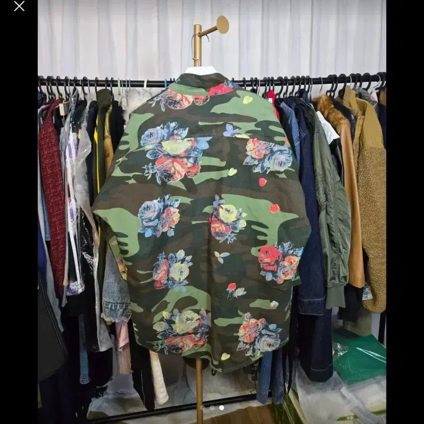[BUNJANG] Camouflage Flower Print Field Jacket / 카모 플라워 프린팅 야상 자켓