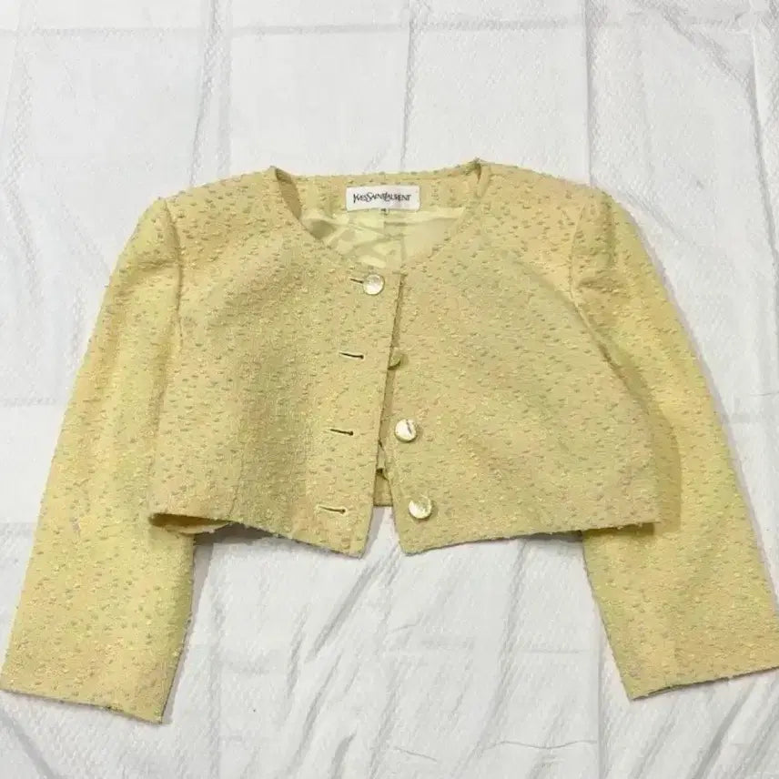 [BUNJANG] Vintage Yves Saint Laurent Tweed Crop Jacket / 빈티지 입생로랑 크롭 트위드 자켓