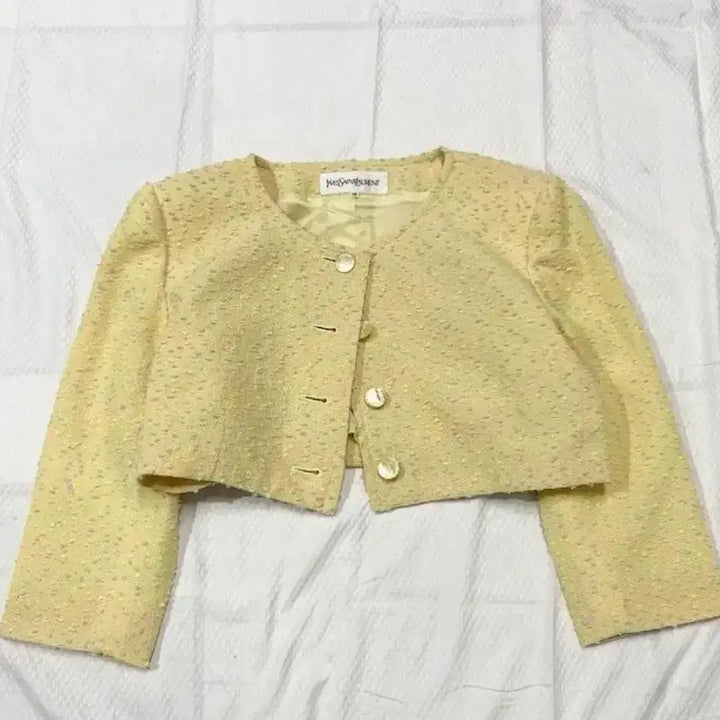 [BUNJANG] Vintage Yves Saint Laurent Tweed Crop Jacket / 빈티지 입생로랑 크롭 트위드 자켓