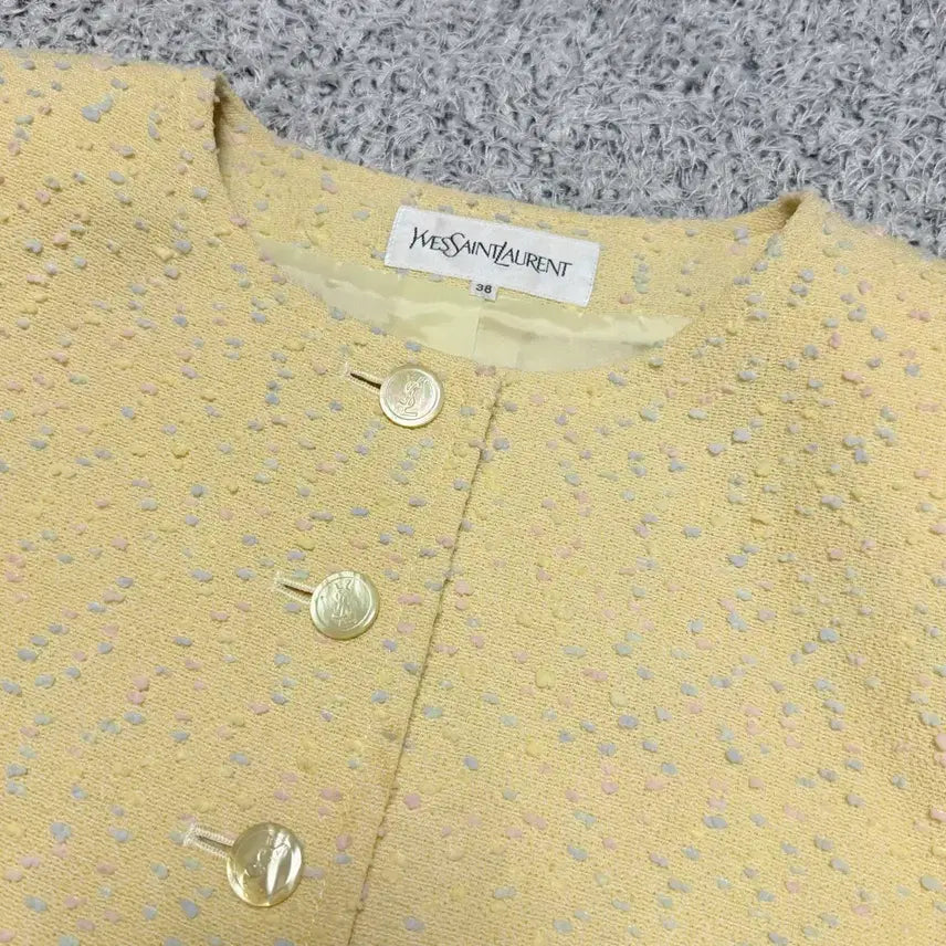 [BUNJANG] Vintage Yves Saint Laurent Tweed Crop Jacket / 빈티지 입생로랑 크롭 트위드 자켓