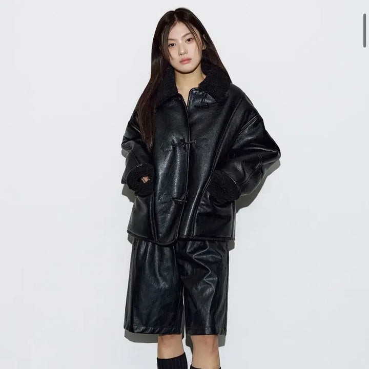 [BUNJANG] Helene Paris Leather Button Mustang Jacket / 헬레네파리스 레더 버튼무스탕 새상품