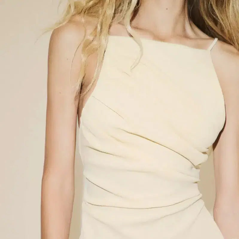 [BUNJANG] Zara Back Slit Ruched Sleeveless Top / (새상품) ZARA 백 트임 주름 셔링 탑
