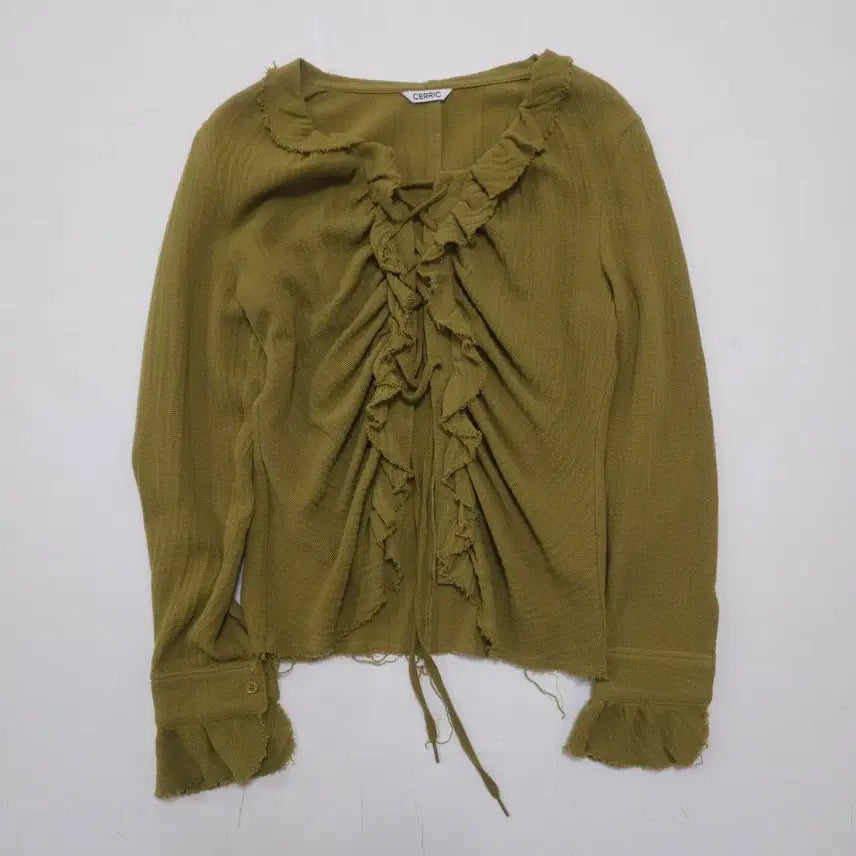 [BUNJANG] Cerric Ruffle Eyelet Shirring Blouse / cerric 세릭 러프 아일렛 셔링 블라우스