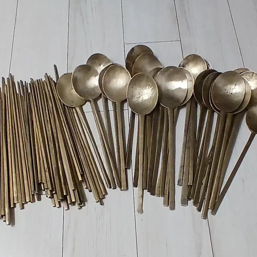 [BUNJANG] Antique Brass Spoon and Chopstick Set / 유기그릇옛날방짜놋수저