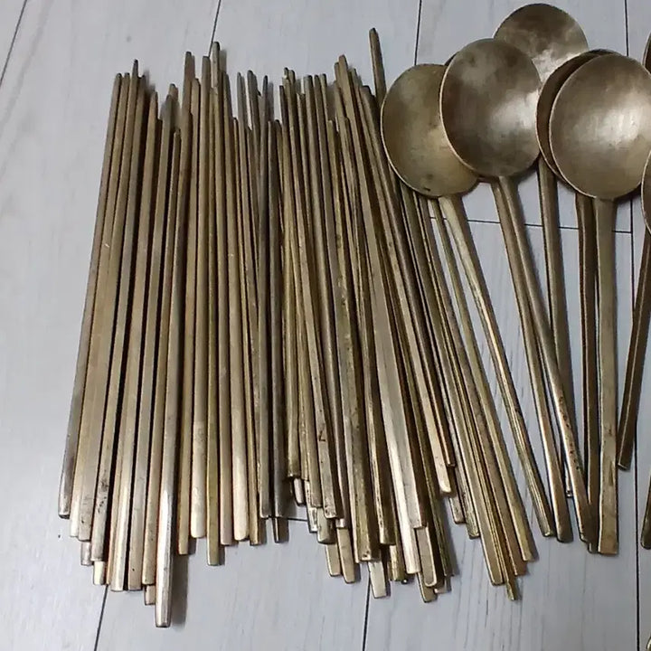 [BUNJANG] Antique Brass Spoon and Chopstick Set / 유기그릇옛날방짜놋수저