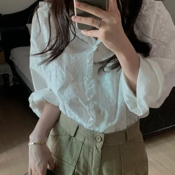 [BUNJANG] Mauve Da Eun Lace Blouse / Mauve 다은님 마켓 레이스 블라우스