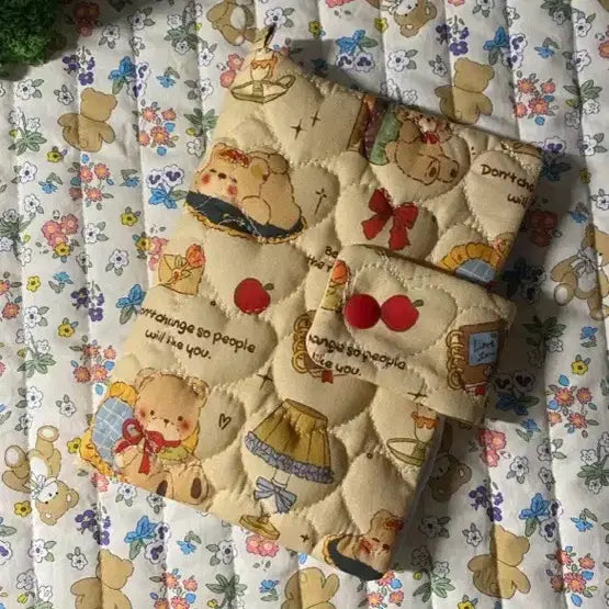 [BUNJANG] Bear Dessert Book Cover (A6/B6/A5) - Size Adjustable / 새상품 곰돌이 디저트 북커버 a6 b6  a5 다이어리커버 크기조절 가능