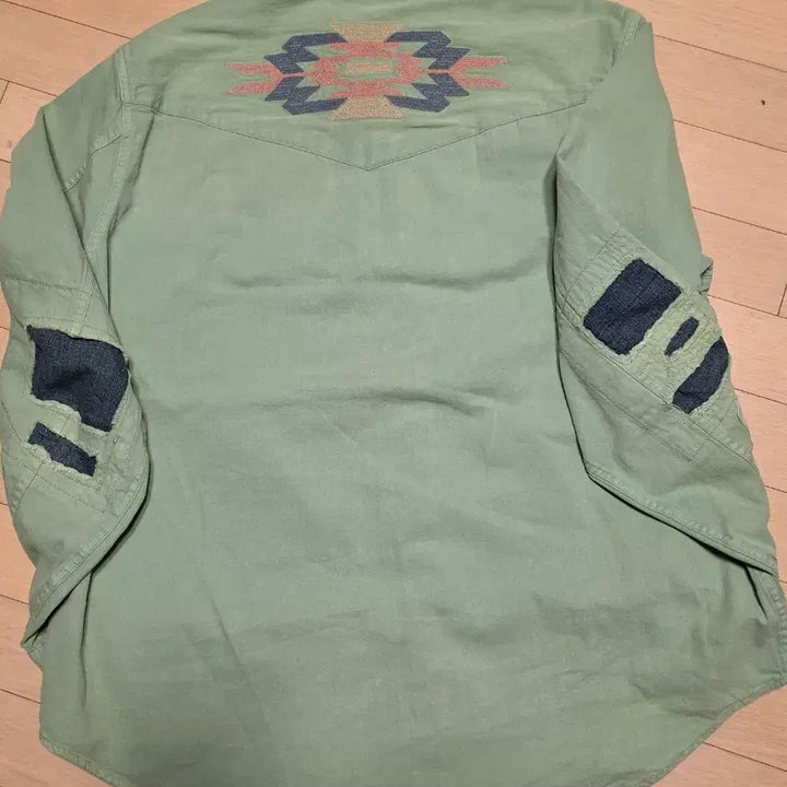 [BUNJANG] RRL Denim Patch Western Denim Shirt / RRL 랄프로렌 / 데님 패치 웨스턴 데님 셔츠 / XXL