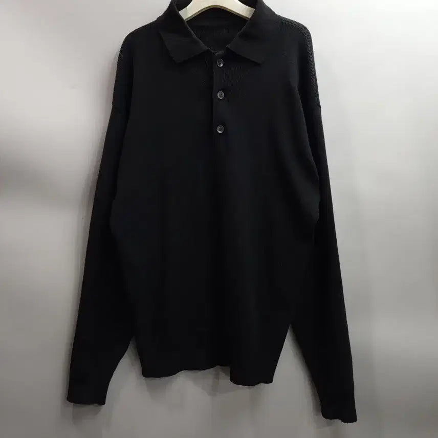 [BUNJANG] Youth Organic Cotton Collar Polo Knit (Black) / (M) 유스 오가닉 코튼 칼라 폴로 니트 블랙8.5