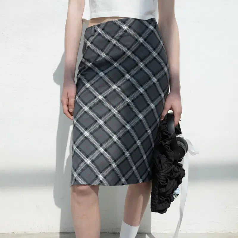 [BUNJANG] Dimanche Check Skirt S / 디망쉬 체크 스커트 s