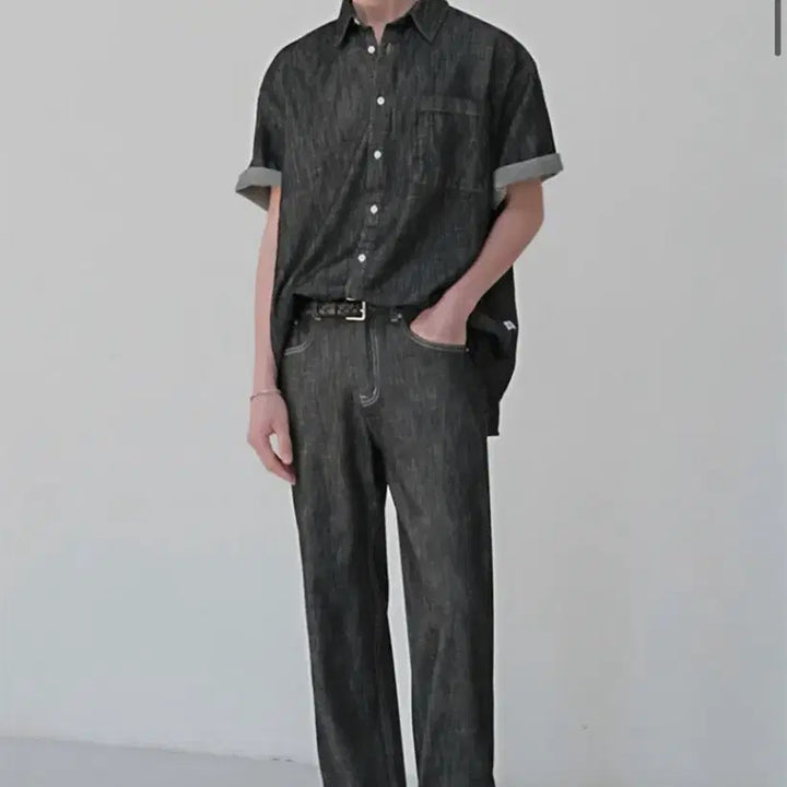 [BUNJANG] Urban Dress Denim Set (Shirt, Shorts, Pants) / 어반드레스 데님 반팔 셔츠/반바지/긴바지 셋업 새상품