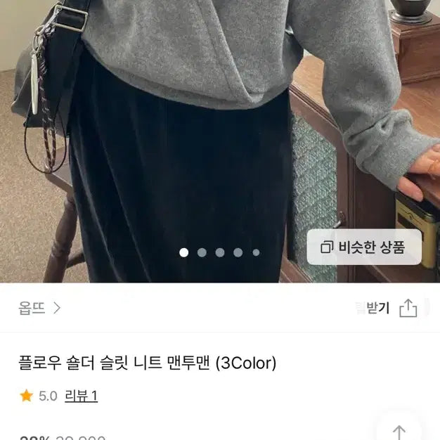 [BUNJANG] Unbranded Gray Knit Slit Sweatshirt / 그레이 니트 트임 맨투맨