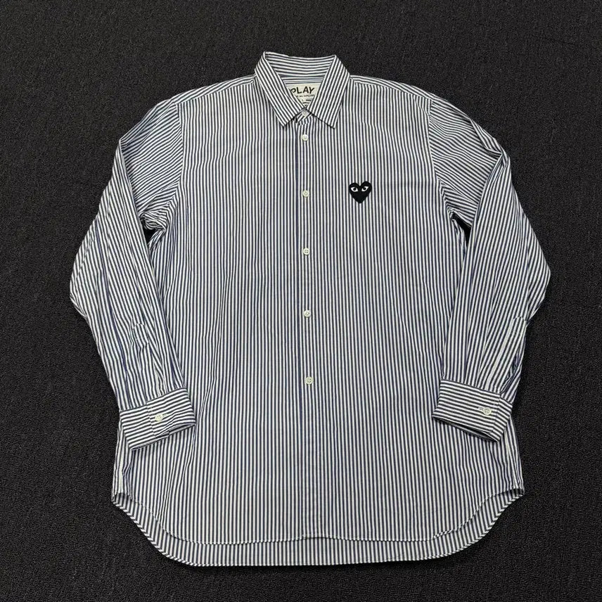 [BUNJANG] Comme des Garcons Stripe Heart Emblem Shirt / 꼼데가르송 스트라이프 하트와펜 셔츠