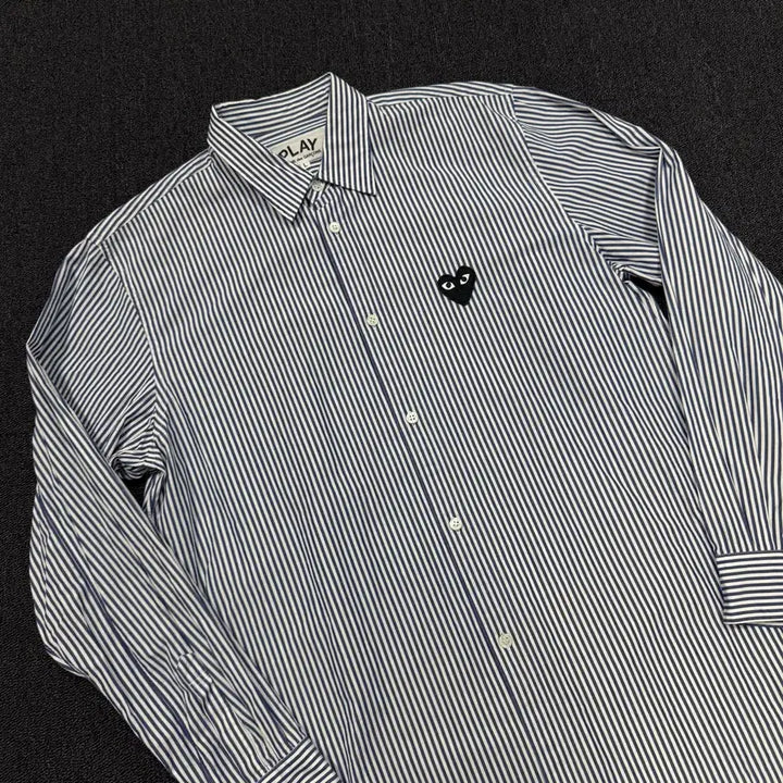 [BUNJANG] Comme des Garcons Stripe Heart Emblem Shirt / 꼼데가르송 스트라이프 하트와펜 셔츠