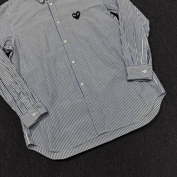 [BUNJANG] Comme des Garcons Stripe Heart Emblem Shirt / 꼼데가르송 스트라이프 하트와펜 셔츠