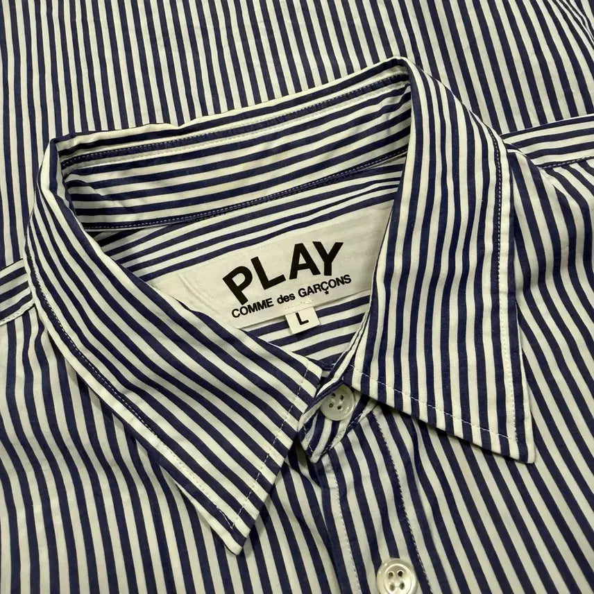 [BUNJANG] Comme des Garcons Stripe Heart Emblem Shirt / 꼼데가르송 스트라이프 하트와펜 셔츠