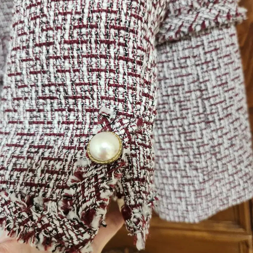 [BUNJANG] Sinequanone Tweed Double Jacket / 시네쿠아논 트위드 자켓 와인컬러 진주버튼 더블자켓