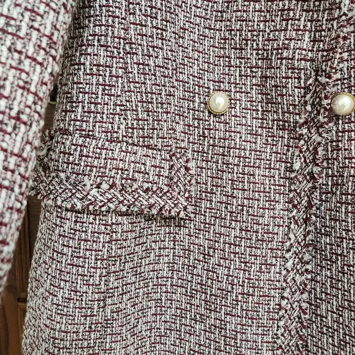 [BUNJANG] Sinequanone Tweed Double Jacket / 시네쿠아논 트위드 자켓 와인컬러 진주버튼 더블자켓