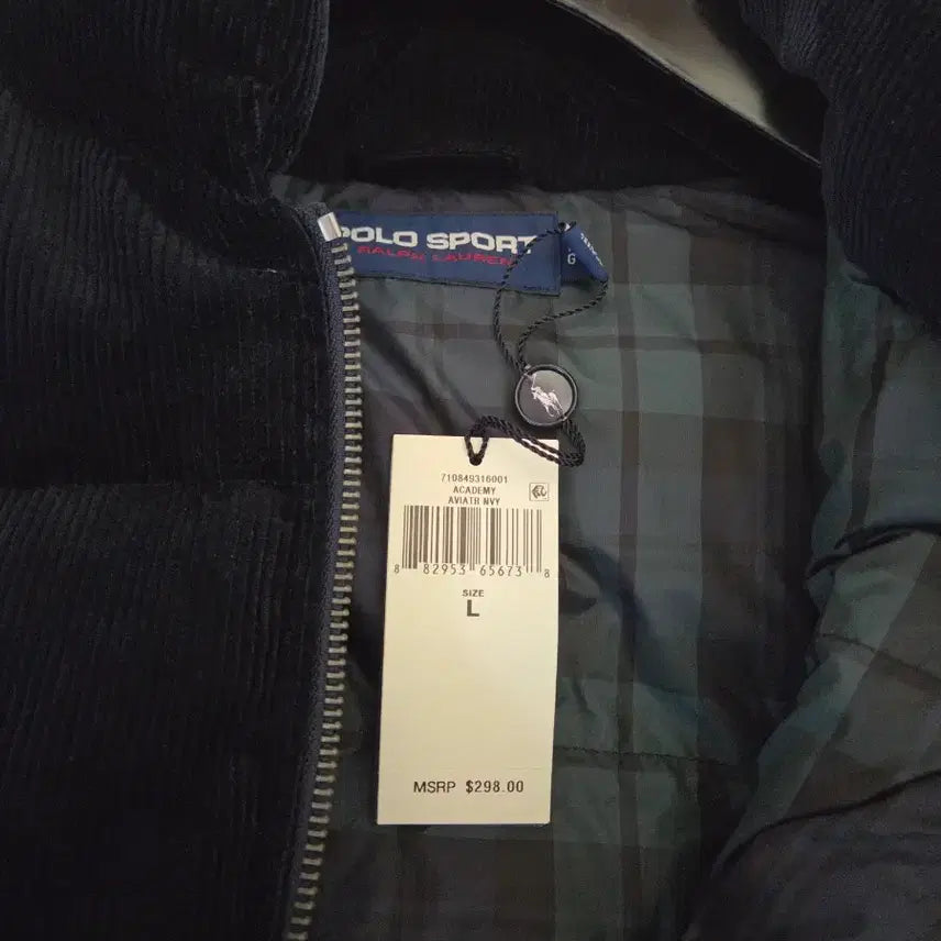 [BUNJANG] Polo Corduroy Padded Jacket (Navy, L) / 폴로 코듀로이 패딩 네이비 L