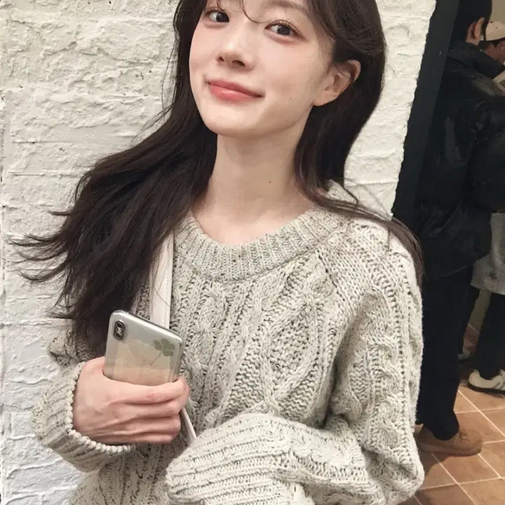 [BUNJANG] Slow and Cable Knit Cookie Beige / 슬로우앤드 케이블니트 쿠키베이지