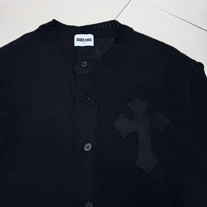 [BUNJANG] Sk8er Rock Distressed Cross Damage Cardigan / 스케이터락 그런지 크로스 데미지 디스트로이드 가디건 블랙