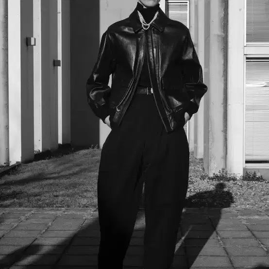 [BUNJANG] LOEFF A-2 Leather Jacket (Black, Size S) / LOEFF A-2 레더자켓 블랙 1 사이즈/S 유니섹스제품