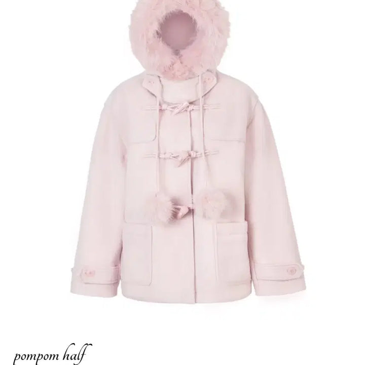 [BUNJANG] IDANG Pom Pom Half Coat / 아이당 폼폼 하프 코트 새상품