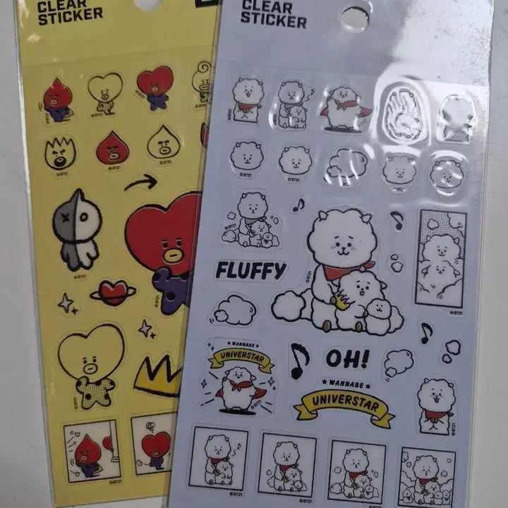 [BUNJANG] BT21 Clear Sticker Set / (각격인하)BT21 클리어 스티커 2종 세트
