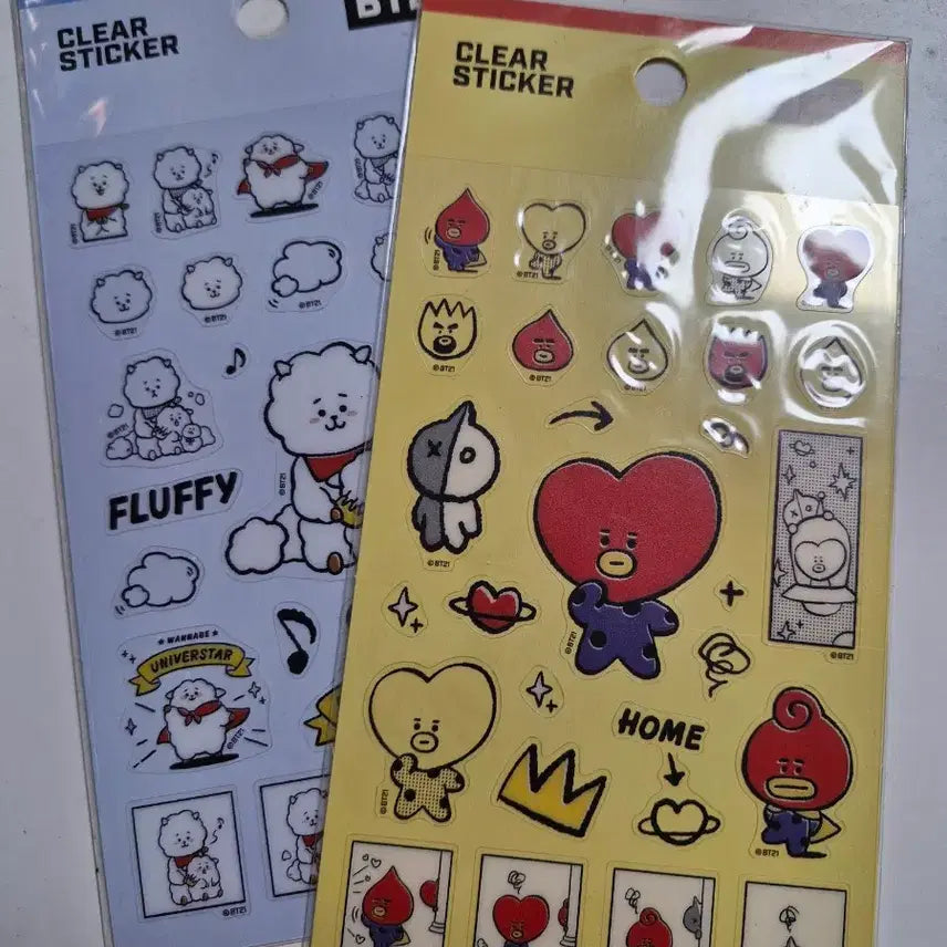 [BUNJANG] BT21 Clear Sticker Set / (각격인하)BT21 클리어 스티커 2종 세트