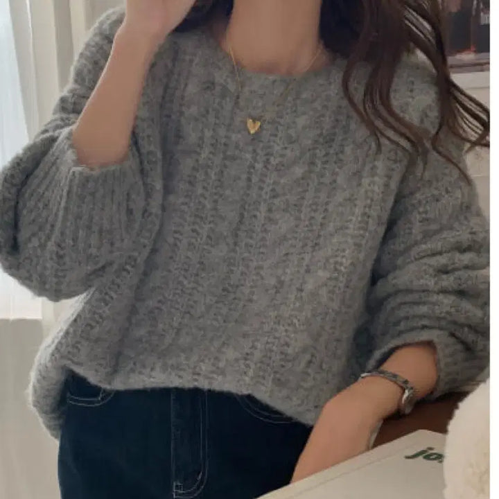 [BUNJANG] Loose Fit Gray Knit Sweater / 회색 루즈핏 니트 스웨터