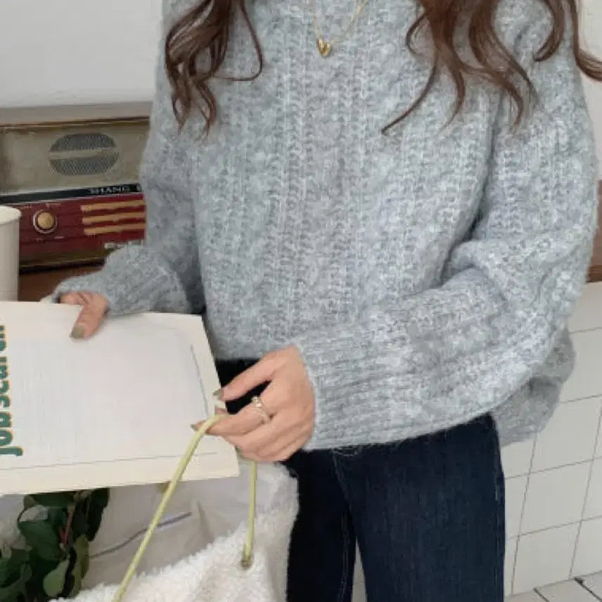 [BUNJANG] Loose Fit Gray Knit Sweater / 회색 루즈핏 니트 스웨터