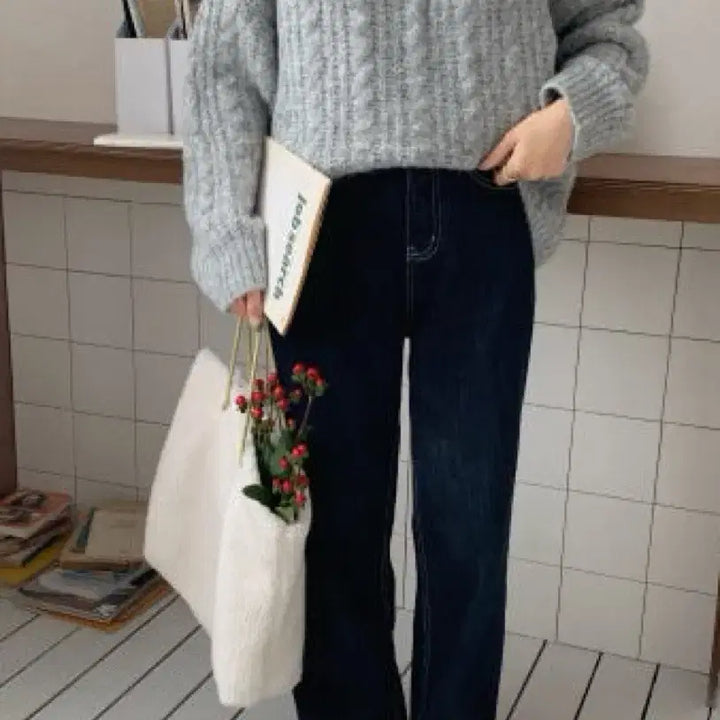 [BUNJANG] Loose Fit Gray Knit Sweater / 회색 루즈핏 니트 스웨터