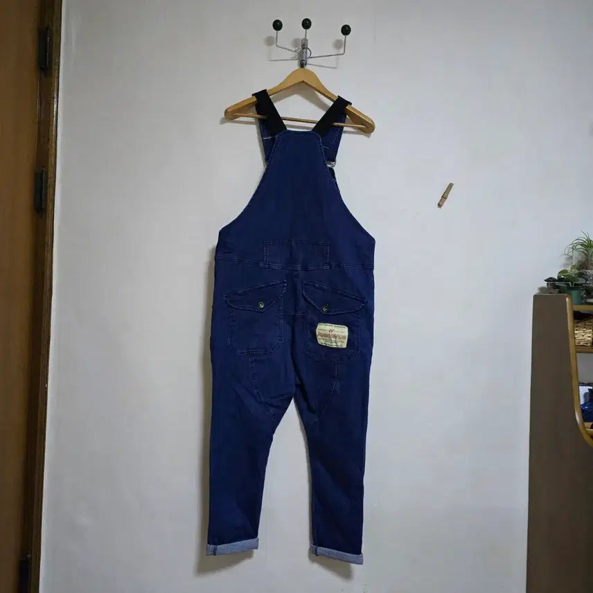 [BUNJANG] Denim Rolled-Up Overalls Jumpsuit / 여성의류 데님 롤업 청 오버롤 멜빵 바지 점프수트