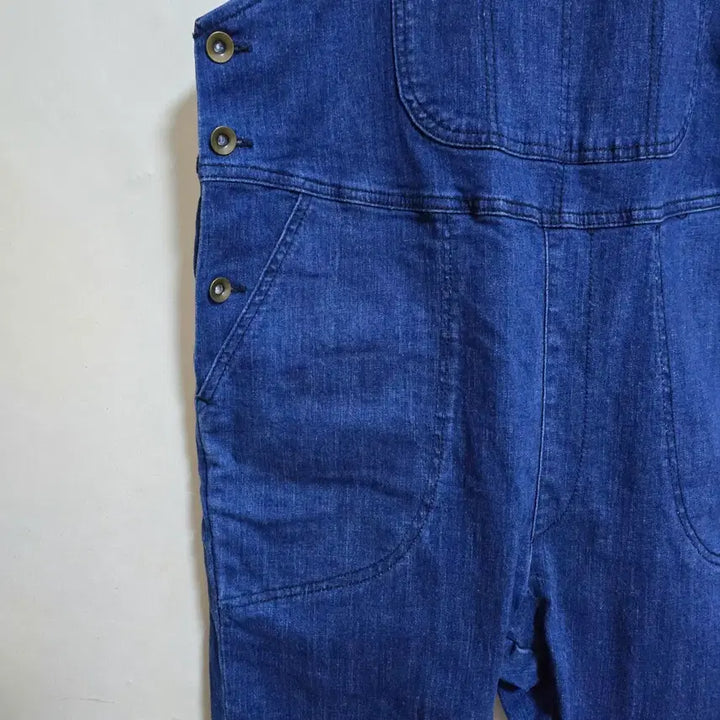 [BUNJANG] Denim Rolled-Up Overalls Jumpsuit / 여성의류 데님 롤업 청 오버롤 멜빵 바지 점프수트
