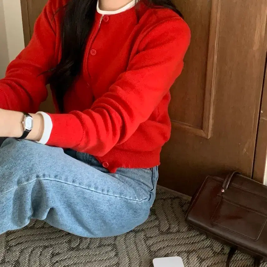 [BUNJANG] Basic Fit Spring Autumn Round Cardigan / 기본핏 봄 가을 라운드 가디건