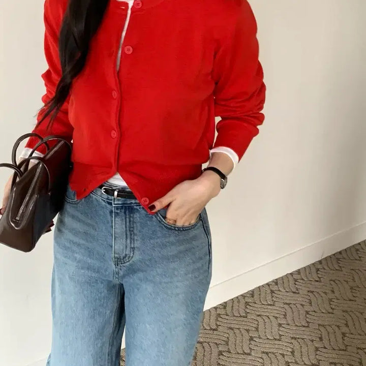 [BUNJANG] Basic Fit Spring Autumn Round Cardigan / 기본핏 봄 가을 라운드 가디건