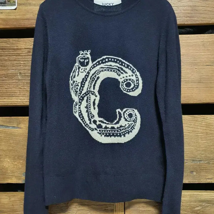 [BUNJANG] Lucky Chouette Cashmere Wool Knit Sweater / 럭키슈에뜨 캐시미어 울 니트, 55