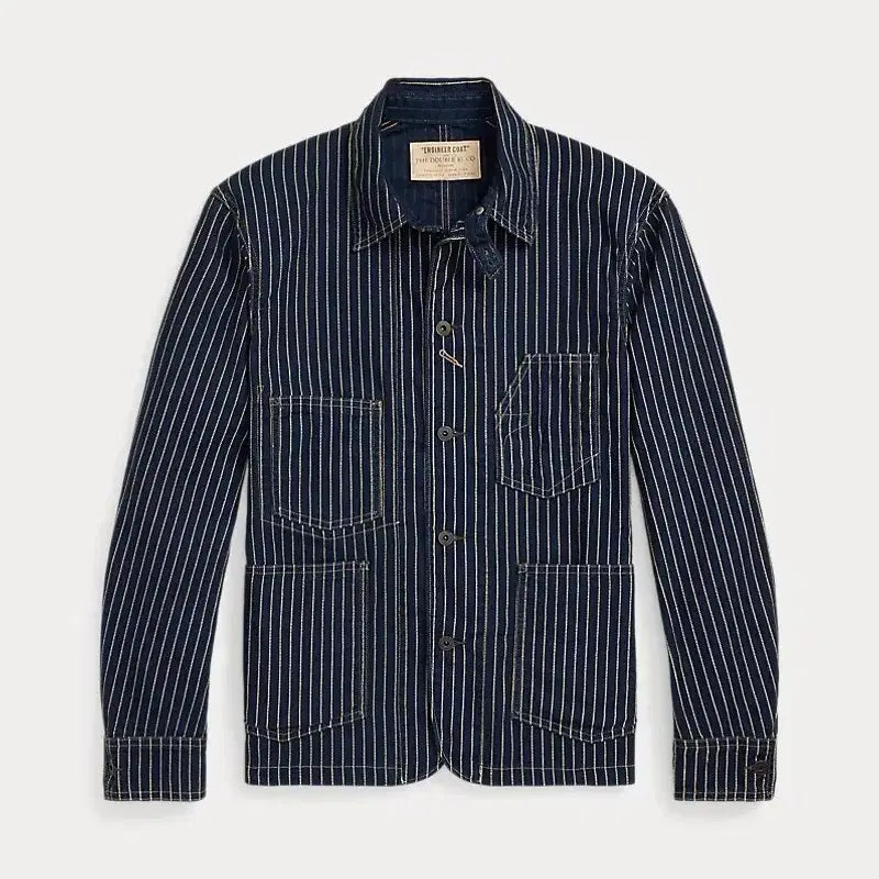 [BUNJANG] RRL Indigo Dot Stripe Twill Engineer Coat / 더블알엘 인디고 도트 스트라이프 트윌 엔지니어 코트