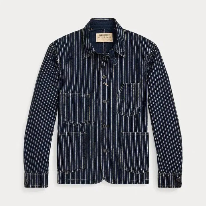 [BUNJANG] RRL Indigo Dot Stripe Twill Engineer Coat / 더블알엘 인디고 도트 스트라이프 트윌 엔지니어 코트
