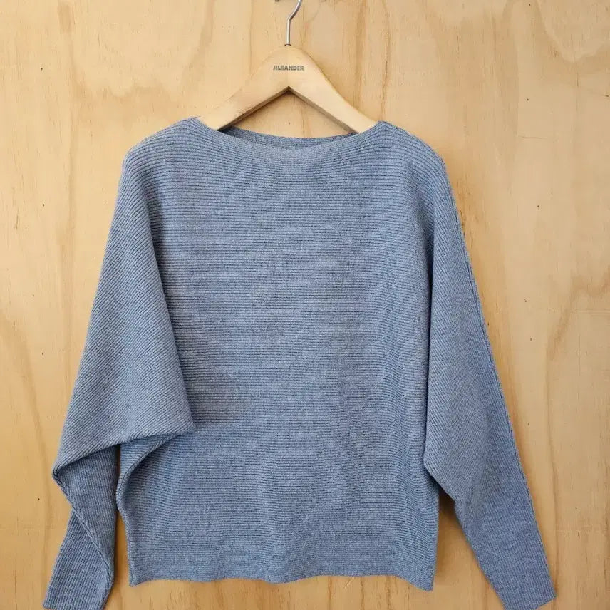 [BUNJANG] Basic Boat Neck Batwing Knit Top / 보트넥 가오리 골지니트 (새옷) 그레이
