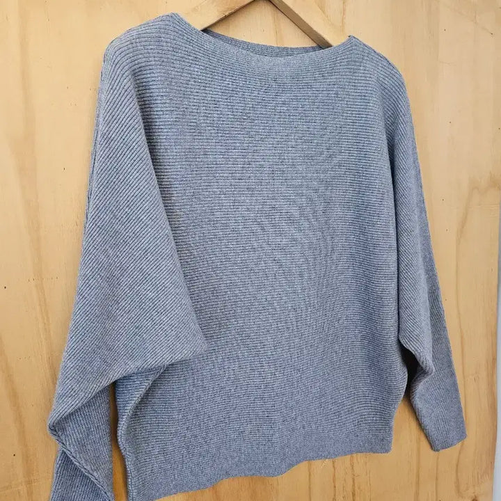 [BUNJANG] Basic Boat Neck Batwing Knit Top / 보트넥 가오리 골지니트 (새옷) 그레이