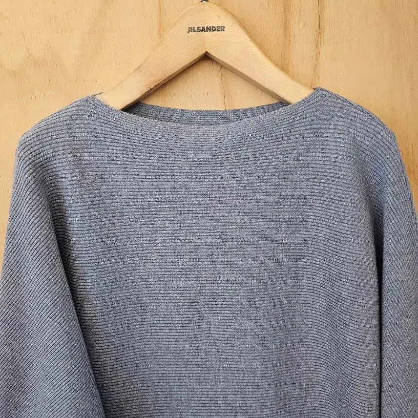 [BUNJANG] Basic Boat Neck Batwing Knit Top / 보트넥 가오리 골지니트 (새옷) 그레이