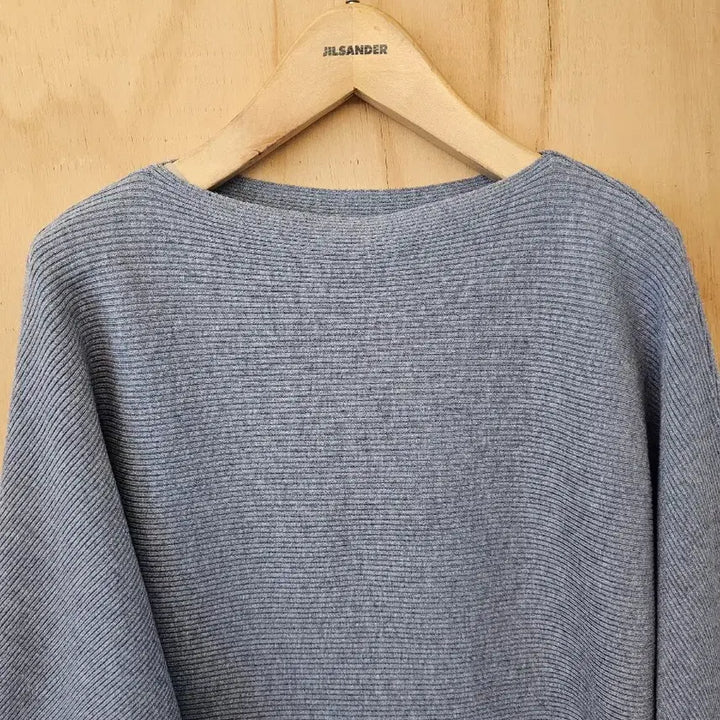 [BUNJANG] Basic Boat Neck Batwing Knit Top / 보트넥 가오리 골지니트 (새옷) 그레이