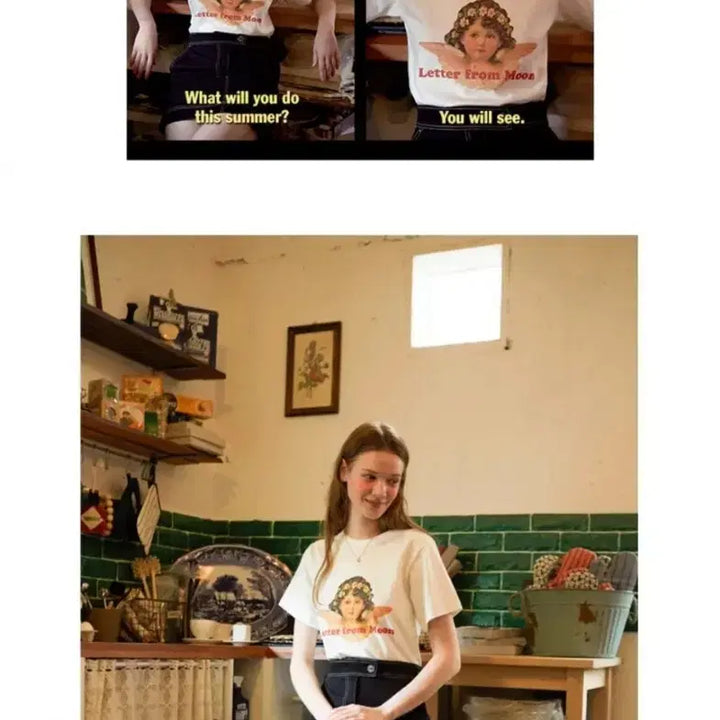 [BUNJANG] Letter From Moon Angel Logo T-shirt / 레터프롬문 천사 로고 티셔츠 새상품