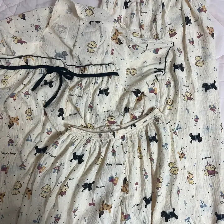 [BUNJANG] Dog Pajama 3-Piece Set (Short Sleeve Top, Long Pants, Shorts) / 새상품) 강아지 잠옷 3종 세트 ( 반팔 / 긴바지 / 반바지 )