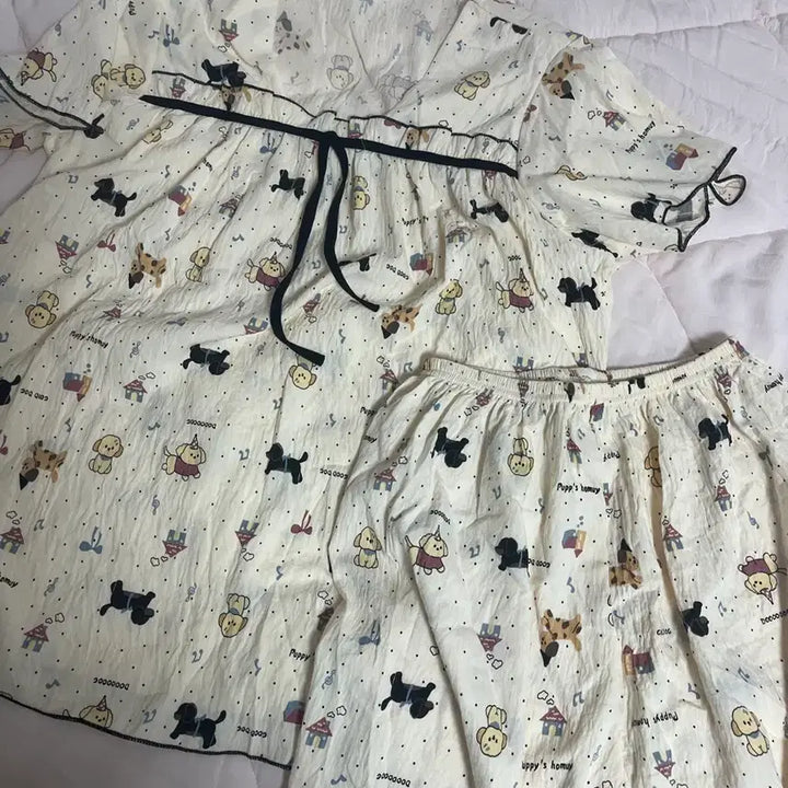 [BUNJANG] Dog Pajama 3-Piece Set (Short Sleeve Top, Long Pants, Shorts) / 새상품) 강아지 잠옷 3종 세트 ( 반팔 / 긴바지 / 반바지 )