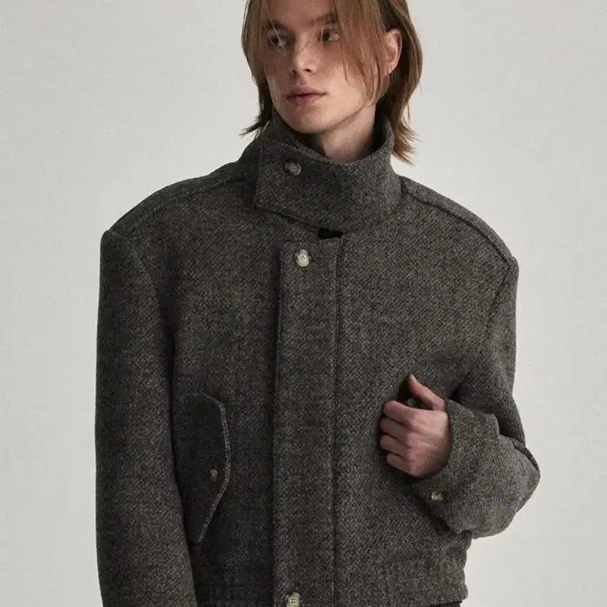 [BUNJANG] Waveness Highneck Jacket Grey / [2] 웨이비니스 하이넥 자켓 그레이