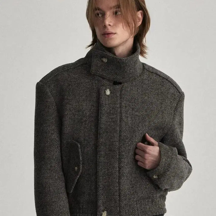 [BUNJANG] Waveness Highneck Jacket Grey / [2] 웨이비니스 하이넥 자켓 그레이
