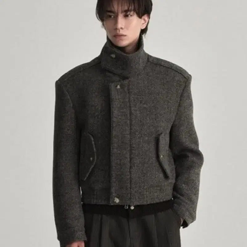 [BUNJANG] Waveness Highneck Jacket Grey / [2] 웨이비니스 하이넥 자켓 그레이