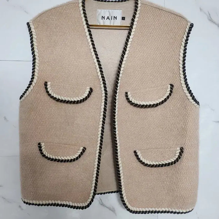 [BUNJANG] NAIN Tweed Vest Beige Free Size / 새상품 NAIN 트위드 조끼 베이지  프리사이즈